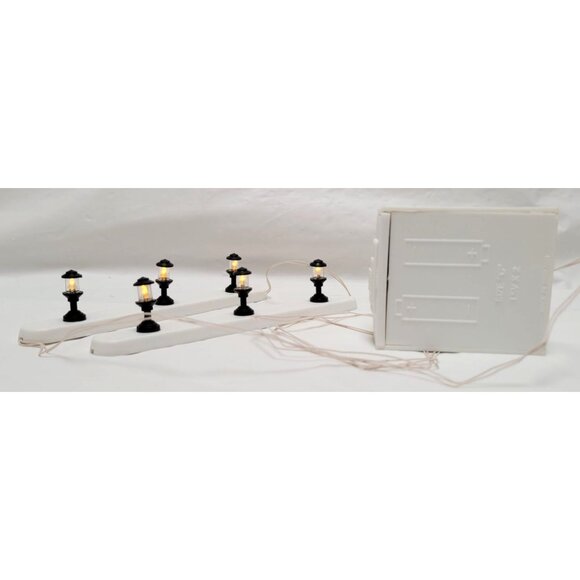 Vintage Dept 56 VILLAGE WALKWAY LIGHTS Set Of 2 - 3 Light Sections #52681 - Picture 6 of 12